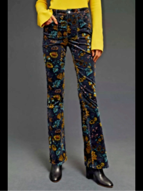 Pilcro and the Letterpress Pants - Anthropologie Pilcro The Icon Flare Bootcut Corduroy Jeans Black Floral 29 Boho